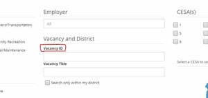 Picture of WECAN website showing where to enter Vacancy ID.